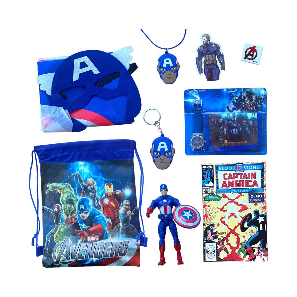 Marvel Avengers Captain America Gift Set Action Figure Backpack Watch Wallet Set